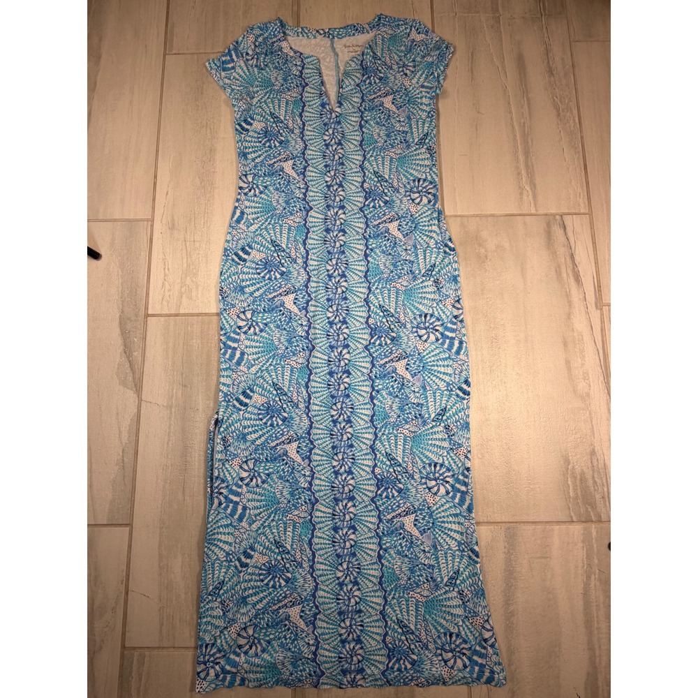 Lilly Pulitzer Sophiletta Blue Amalfi Seashore Maxi Dress Size Medium